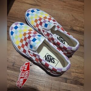 Vans Kids Colorful Checkered Slip-On Shoes